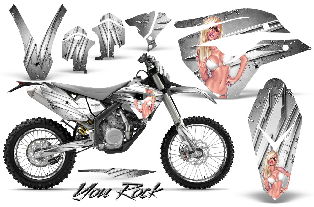 Husaberg FE570 Enduro 2010 Graphics Kit You Rock White NP Rims